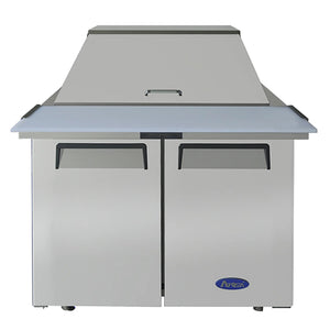 Atosa MSF3615GR 36-inch double door stainless steel refrigerated mega top sandwich prep table, front view