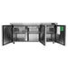 Atosa MSF8308GR-NTCV 72-inch mega top sandwich prep table with all three doors open showing the refrigerated base