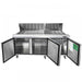 Atosa MSF8308GR 72-inch mega top sandwich prep table with the lid raised and all three doors open, angled view