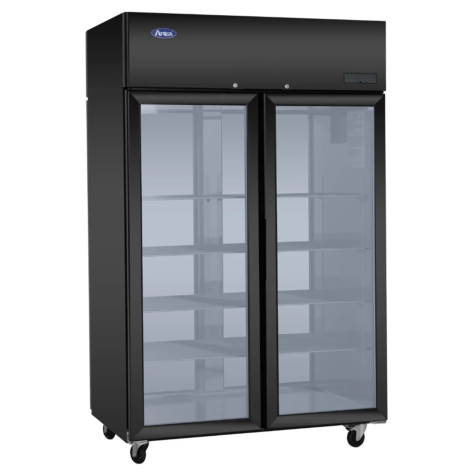 Atosa PLUS-F2B-GD-S-PT Double Swing Door 52" Wide Pass Through Display Refrigerator-Phoenix Food Equipment