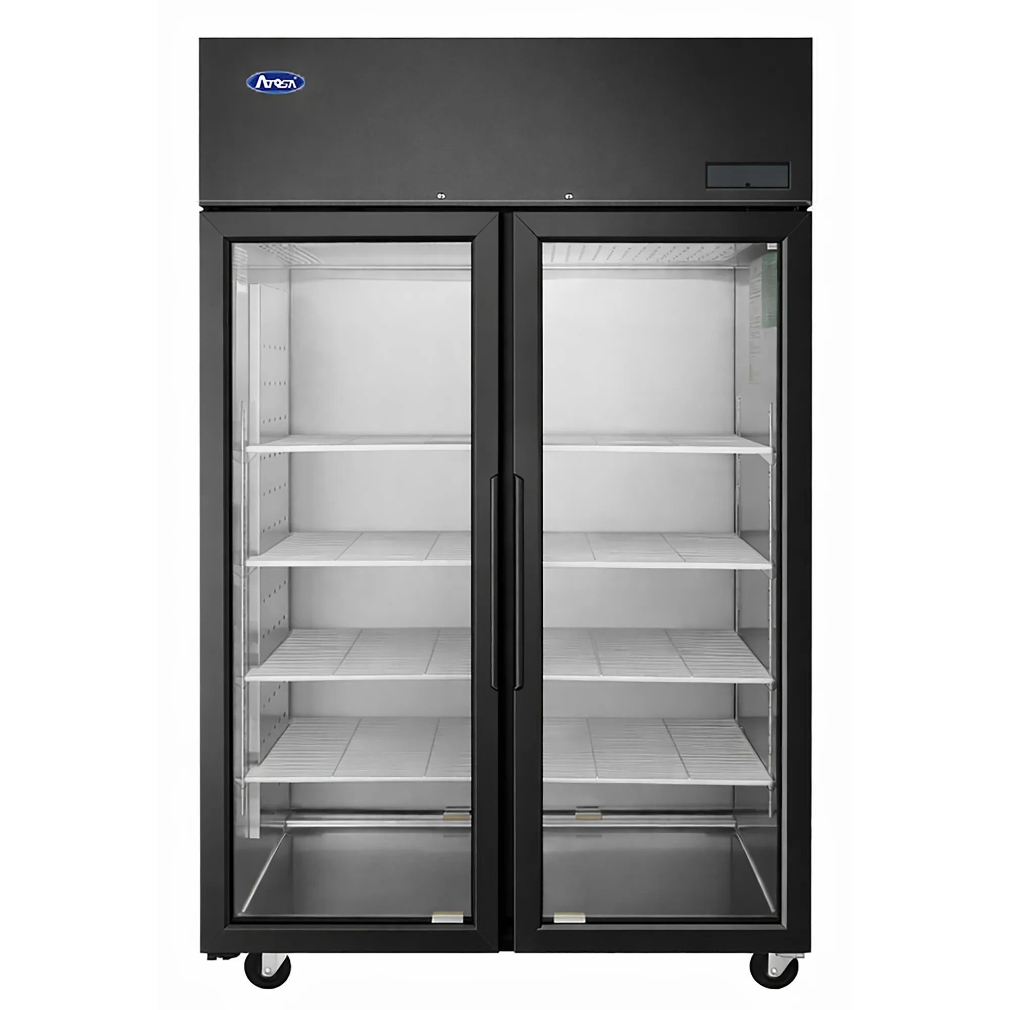 Atosa PLUS-F2B-GD-S-PT Double Swing Door 52" Wide Pass Through Display Refrigerator-Phoenix Food Equipment