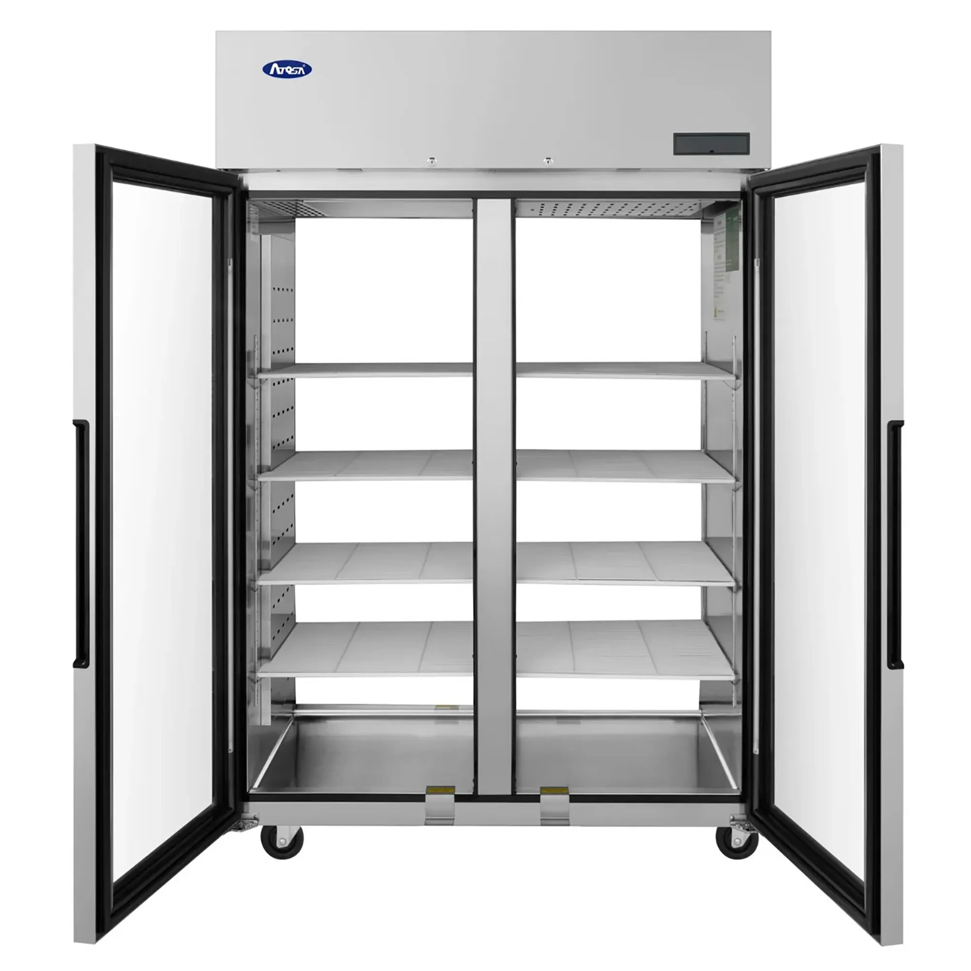 Atosa PLUS-R2-GS-S-PT Double Swing Door 52" Wide Pass Through Display Refrigerator-Phoenix Food Equipment