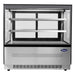 Atosa RDCS-48 48-inch square glass two tier refrigerated pastry display case with stainless steel base, front view