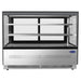 Atosa RDCS-60 60-inch square glass two tier refrigerated pastry display case with stainless steel base, front view