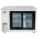 Atosa SBB48GRAUS 48-inch shallow depth stainless steel back bar cooler with two glass sliding doors, front view