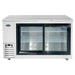 Atosa SBB69GRAUS 69-inch shallow depth stainless steel back bar cooler with two glass sliding doors, front view