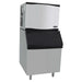 Atosa YR450S-AP-161 22-inch slim modular ice machine shown installed on a stainless steel ice storage bin