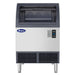 Atosa YRU0280A-161 undercounter ice machine with the bin door raised showing the ice storage area