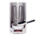 Autodoner 3PEM mini electric shawarma doner broiler, angled view of the stainless steel hood, spit and drip pan