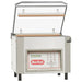 Berkel 350D-STD chamber vacuum sealing machine, stainless steel with clear lid open and digital keypad, front view