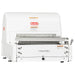 Berkel MB Series white bread slicer, straight front view showing the reciprocating blades and loaf guides