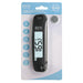 Bios DT134 black digital folding pocket thermometer with probe folded, shown in its light blue retail blister pack