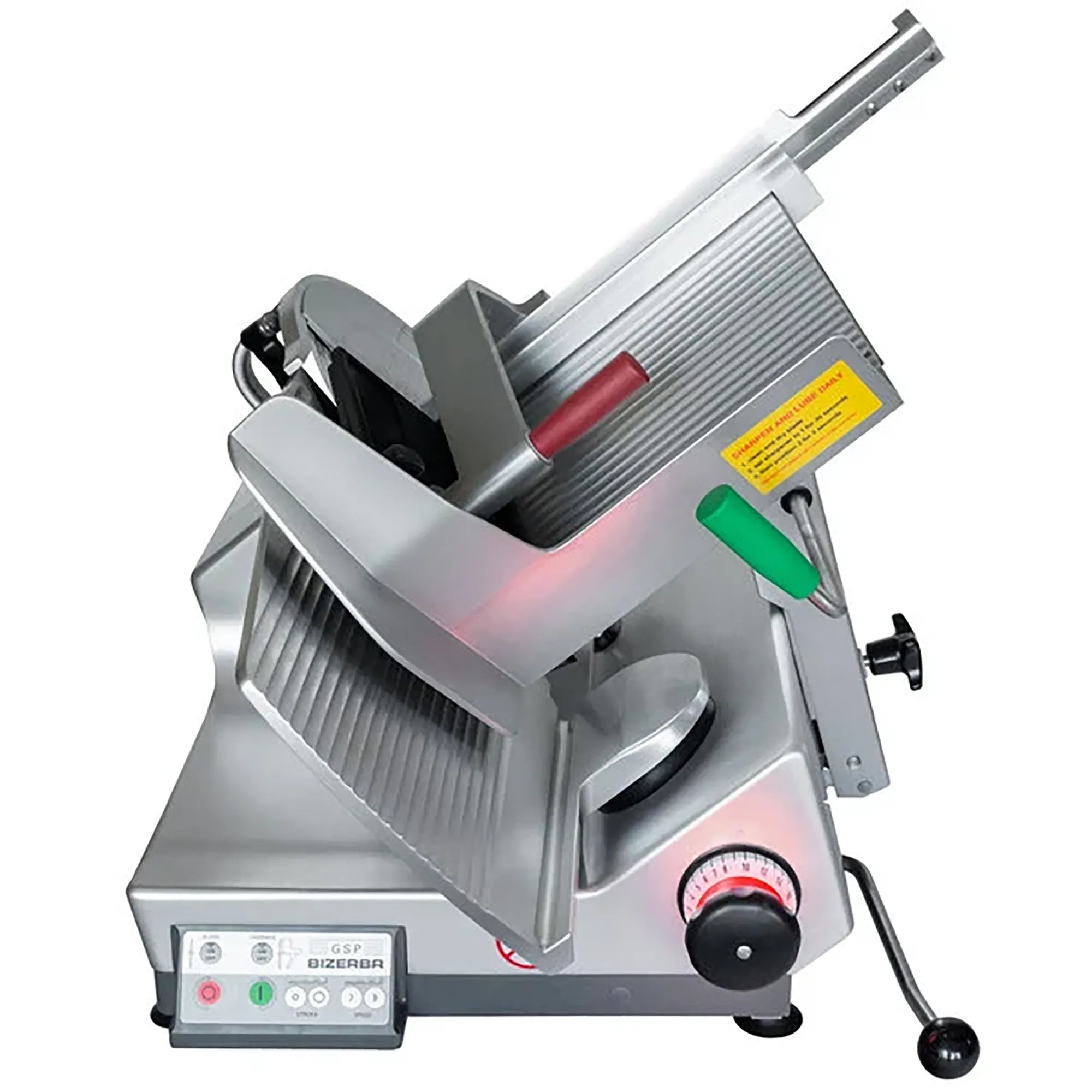 Bizerba GSP HDI-90 Automatic Illuminated Aluminum Meat Slicer - 13” Blade, 1/2 HP, Belt Drive-Phoenix Food Equipment