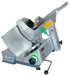 Bizerba GSP HDI-90 automatic illuminated aluminum meat slicer with green-lit knob and 13-inch blade, angled