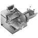 Bizerba VSI 330F DT-400 automatic aluminum meat slicer with product carriage and top display, angled view
