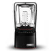 Blendtec 885 Stealth commercial blender with clear sound enclosure over the 48 oz jar and black touch base, front view
