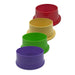Blendtec Nitro Stealth blender accessories, set of colour-coded red, yellow, green and purple cup base collars
