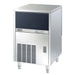 Brema CB316A-HC-AWS under counter cube ice machine in stainless steel with dark front panel, angled front view
