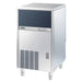 Brema CB425A-HC-AWS under counter cube ice machine, stainless steel cabinet with dark blue door panel, front angle view