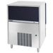 Brema TB1404A-HC pebble ice machine, stainless steel self-contained cabinet with dark front panel on legs, front angle