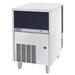 Brema TB852A-HC pebble ice machine in stainless steel with dark front panel and louvered lower grille, angled view