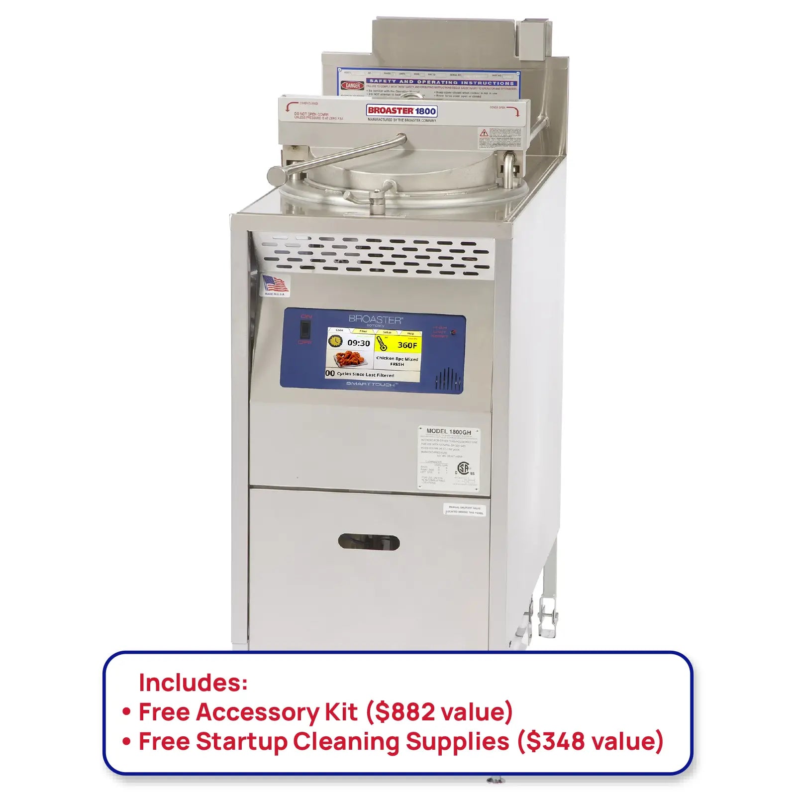 Broaster 1800 Series Natural Gas/Propane 42LB Pressure Fryer-Phoenix Food Equipment