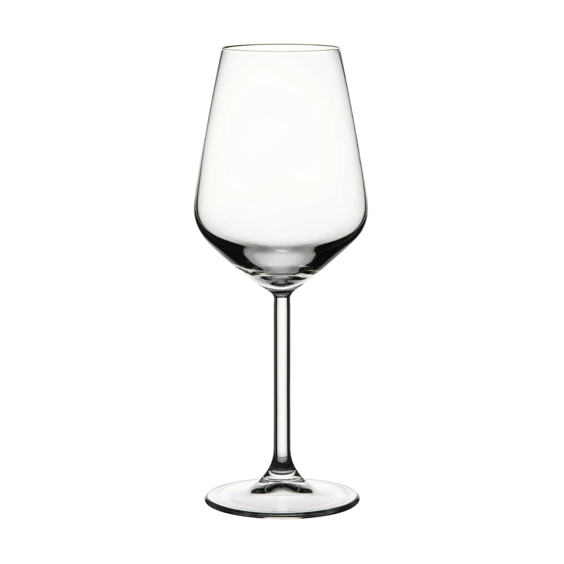 Browne ALLEGRA tall clear glass wine glass with tapered bowl and long slim stem, smaller size option