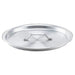 Browne aluminum stock pot cover, flat round natural finish aluminum lid with centre loop handle