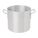 Browne aluminum stock pot with riveted loop handles, smaller size option with natural aluminum finish