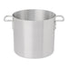 Browne aluminum stock pot with riveted loop handles, medium size option shown from a slight angle