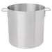 Browne aluminum stock pot with riveted loop handles, large wide size option with natural finish