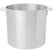Browne aluminum stock pot with riveted loop handles, extra large size option shown from a low angle