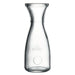 Browne BACCHUS clear glass carafe with narrow neck and embossed measure mark on the side, front view
