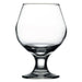 Browne CAPRI clear glass brandy snifter with wide bowl and short stem, sold in a pack of 12, smaller size option