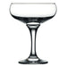 Browne CAPRI 9 oz clear glass coupe with wide shallow bowl and slim stem on round foot, sold in a pack of 12