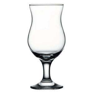 Browne CAPRI Poco 13.25 oz clear glass hurricane glass with curved tulip bowl and short stem, pack of 12