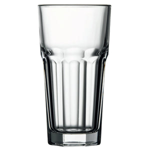 Browne CASABLANCA clear glass beverage glass with tall paneled body and heavy base, pack of 12, first size option