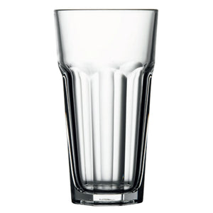 Browne CASABLANCA clear glass cooler glass with tall slim paneled body and heavy base, pack of 12, first size