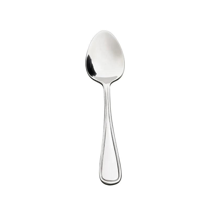 Browne CELINE stainless steel flatware set of 12, small teaspoon option with rounded bowl and beaded handle