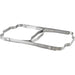 Browne full size 8 quart stainless steel chafer, folding wire stand shown collapsed flat for storage