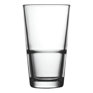 Browne GRAND-STACK clear glass stackable hi-ball glass with stacking ridge, sold in a pack of 12, first size option