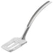 Browne HORIZON stainless steel serving spoon, slotted flat head option shown from a side angle