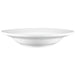 Browne PALM 9-inch white porcelain rimmed bowl, sold in a pack of 12, deeper size option shown from the side