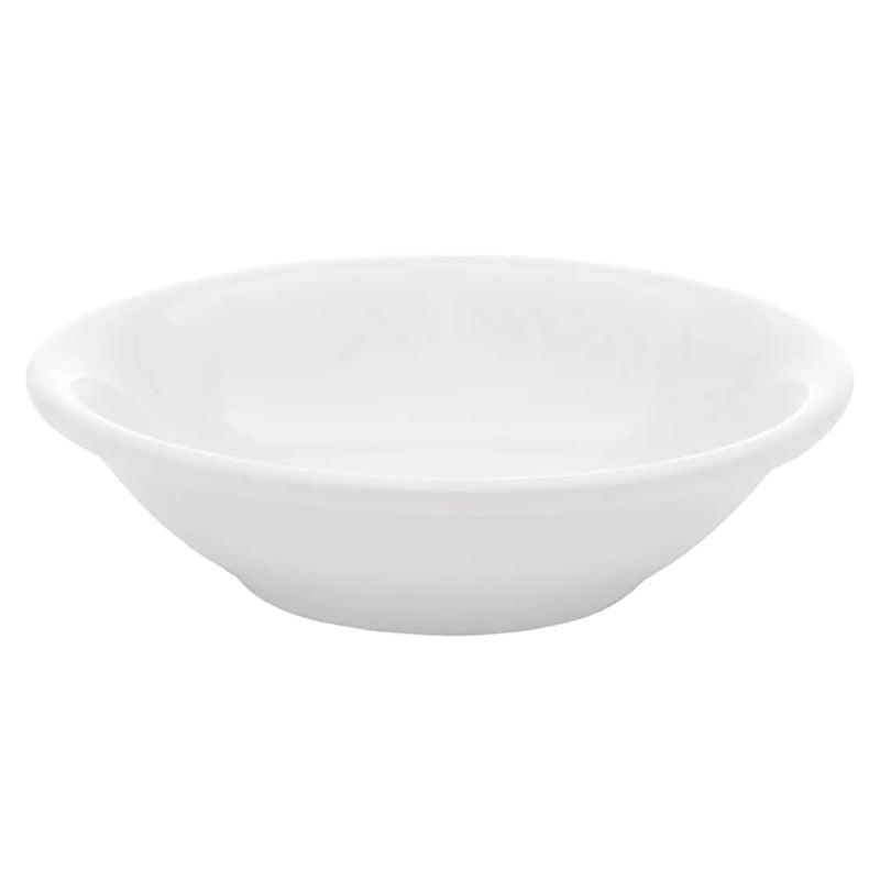 Browne PALM white porcelain fruit bowl with rolled rim and shallow rounded sides, pack of 12, first size