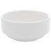 Browne PALM white porcelain stacking bowl, pack of 12, wide straight-sided bowl with rolled rim, side view