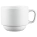 Browne PALM white porcelain stackable cup with stacking base and handle, short wide cup size option