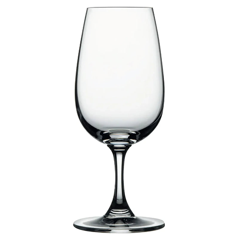 Browne RESERVA 7.25 oz clear glass port glass with tulip-shaped bowl, short stem and round foot, pack of 12