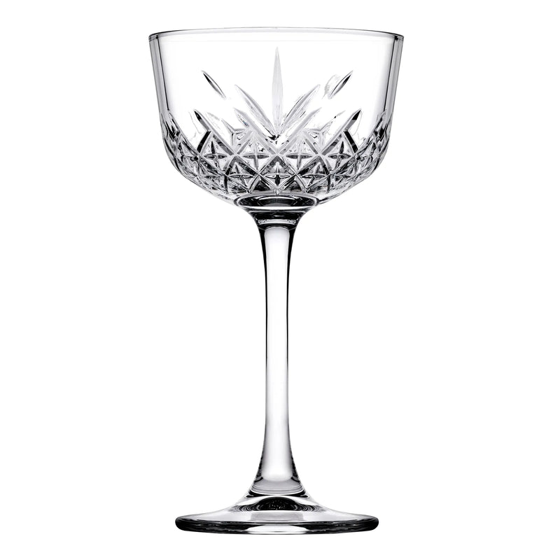 Browne TIMELESS 5.5 oz clear glass Nick and Nora cocktail glass with cut-glass pattern bowl and slim stem