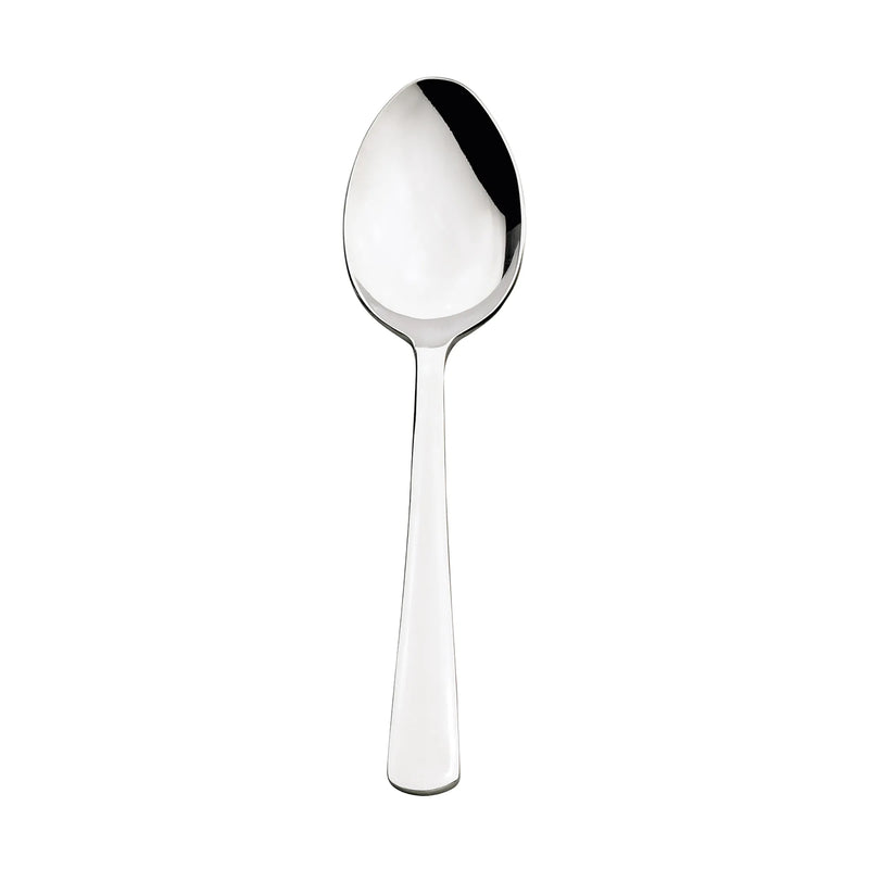 Browne WIN2 stainless steel flatware set of 12, large oval spoon option with mirror polished bowl, front view