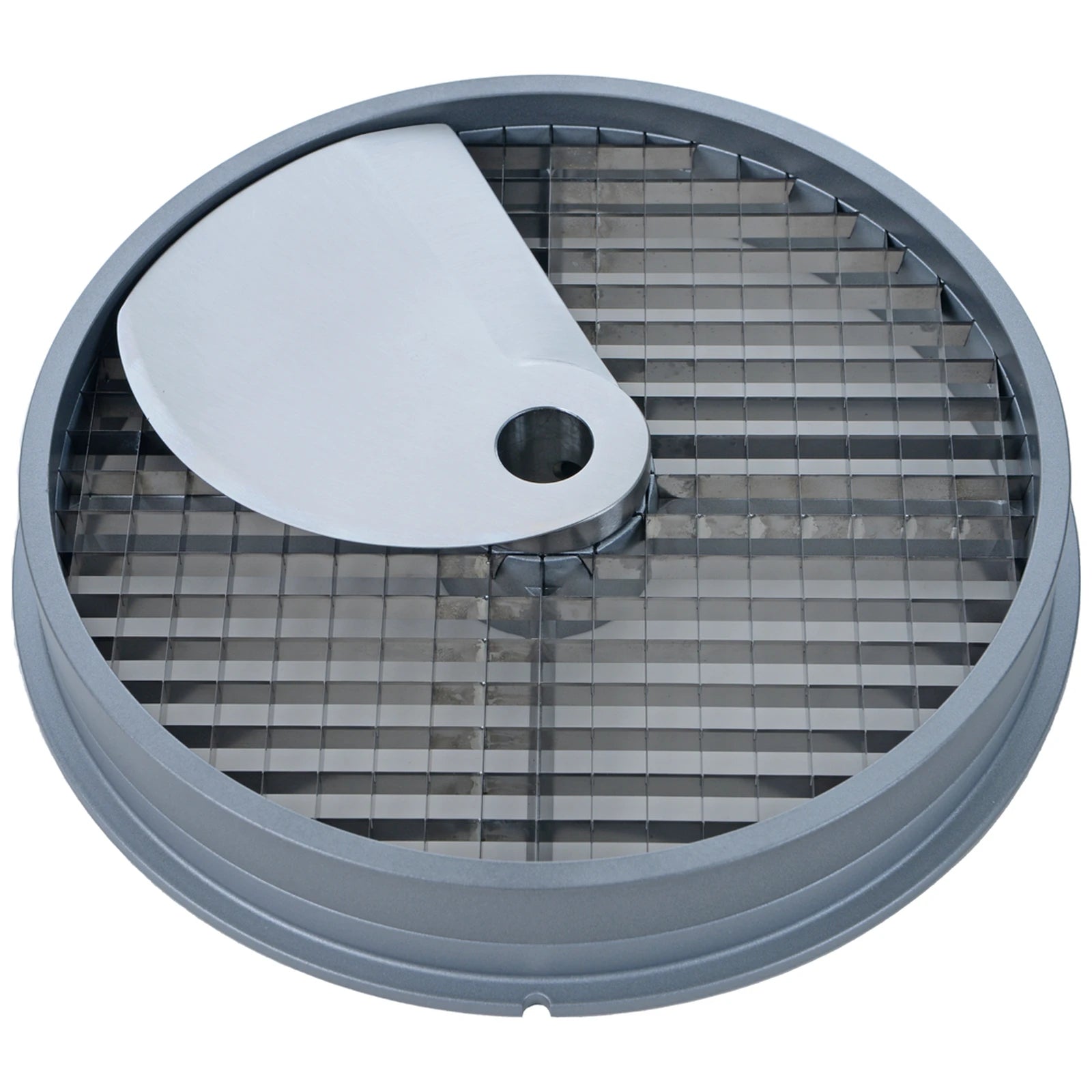 Brunner-Anliker 9 1/2" dicing disc, 10 mm W10, for the XL-C & XL-C Star vegetable slicer, top angled view